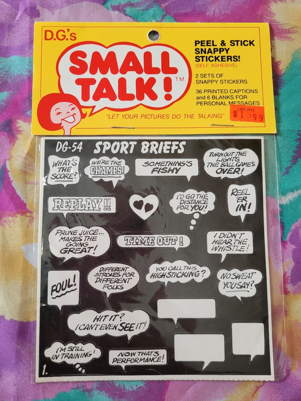 Vintage Sport Stickers Small Talk Briefs Photo Talk Bubble D.G.'s